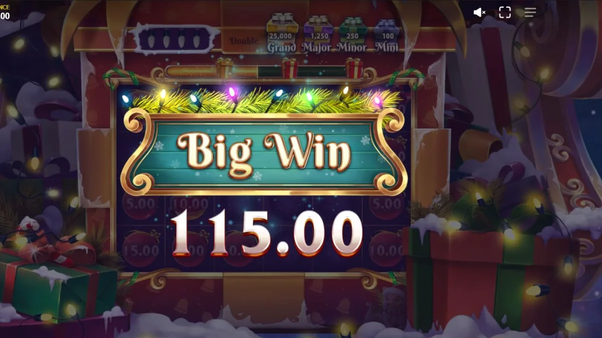 Tela do jogo Jingle Bells Bonanza 2 com tema de Natal